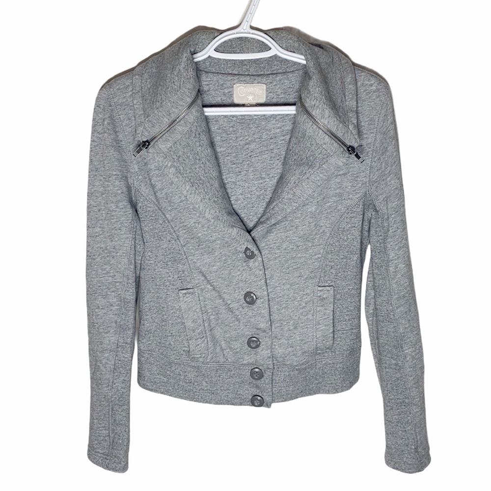 Converse one star grey buttoned sweat jacket sz S